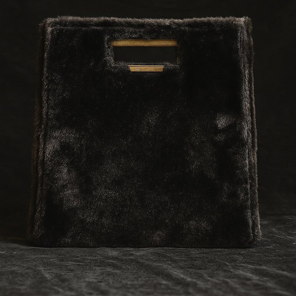 Kendall & Kylie Dark Gray  Black Faux Fur Hand bag